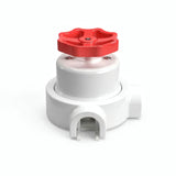 Kit comutador de escada em porcelana com botão e base — Branco / Vermelho / 2 saídas