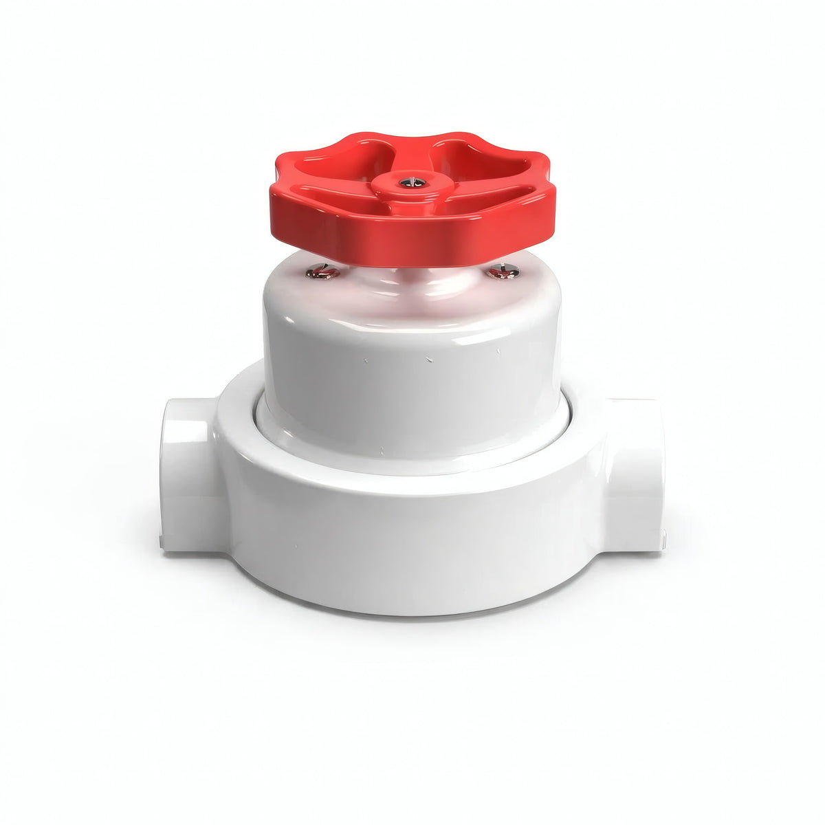 Kit comutador de escada em porcelana com botão e base — Branco / Vermelho / 2 saídas em linha