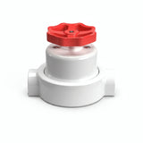 Kit comutador de escada em porcelana com botão e base — Branco / Vermelho / 2 saídas em linha