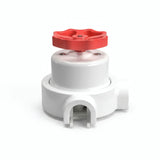 Kit comutador de escada em porcelana com botão e base — Branco / Vermelho / 2 saídas
