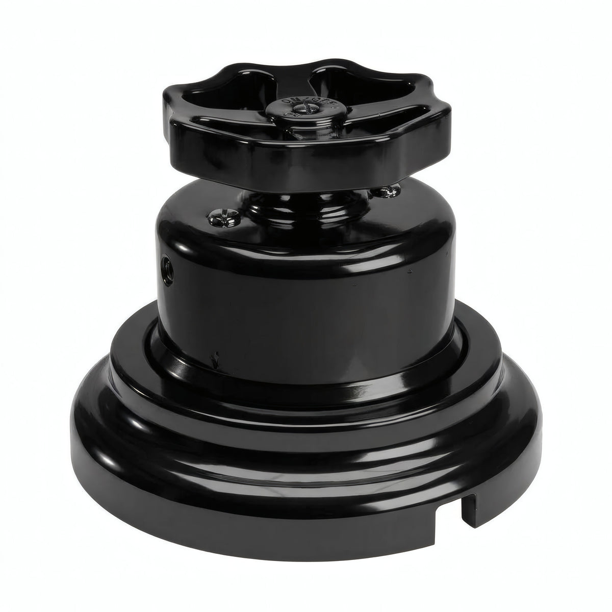 Kit comutador de escada em porcelana com botão e base — Preto / Preto / Plana Ø 100 mm