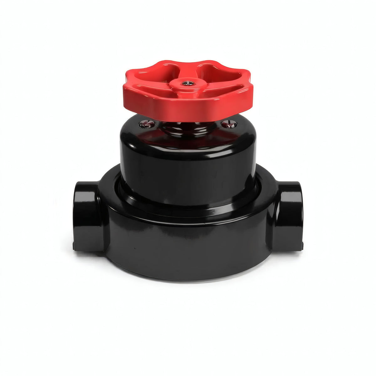Kit comutador de escada em porcelana com botão e base — Preto / Vermelho / 2 saídas em linha