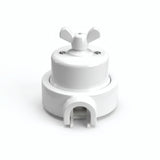 Comutador de escada em porcelana com porca borboleta e base — Branco / Branco / 1 saída