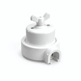 Comutador de escada em porcelana com porca borboleta e base — Branco / Branco / 1 saída