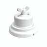 Comutador de escada em porcelana com porca borboleta e base — Branco / Branco / Plana Ø 100 mm