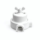 Comutador de escada em porcelana com porca borboleta e base — Branco / Branco / 2 saídas