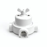 Comutador de escada em porcelana com porca borboleta e base — Branco / Branco / 3 saídas