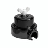 Comutador de escada em porcelana com porca borboleta e base — Preto / Branco / 1 saída