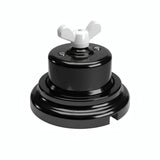 Comutador de escada em porcelana com porca borboleta e base — Preto / Branco / Plana Ø 100 mm