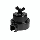 Comutador de escada em porcelana com porca borboleta e base — Preto / Preto / 1 saída