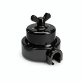 Comutador de escada em porcelana com porca borboleta e base — Preto / Preto / 1 saída