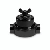 Comutador de escada em porcelana com porca borboleta e base — Preto / Preto / 2 saídas em linha