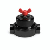 Comutador de escada em porcelana com porca borboleta e base — Preto / Vermelho / 2 saídas em linha