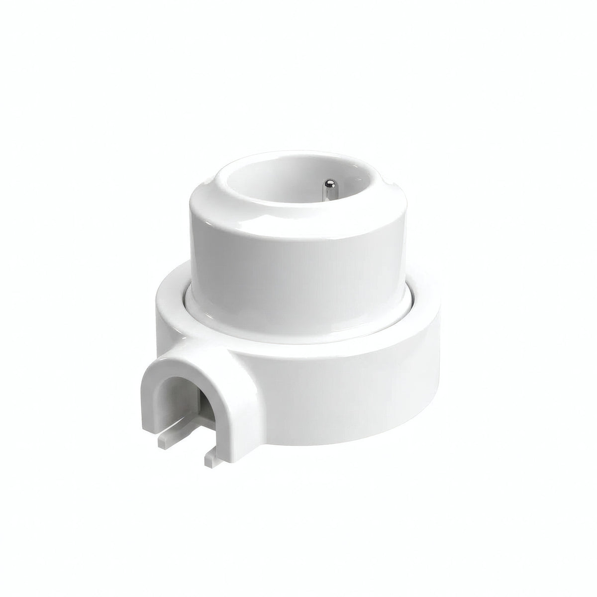Kit tomada de parede e base em porcelana — Francesa 2P+T 16 A / Branco / 1 saída