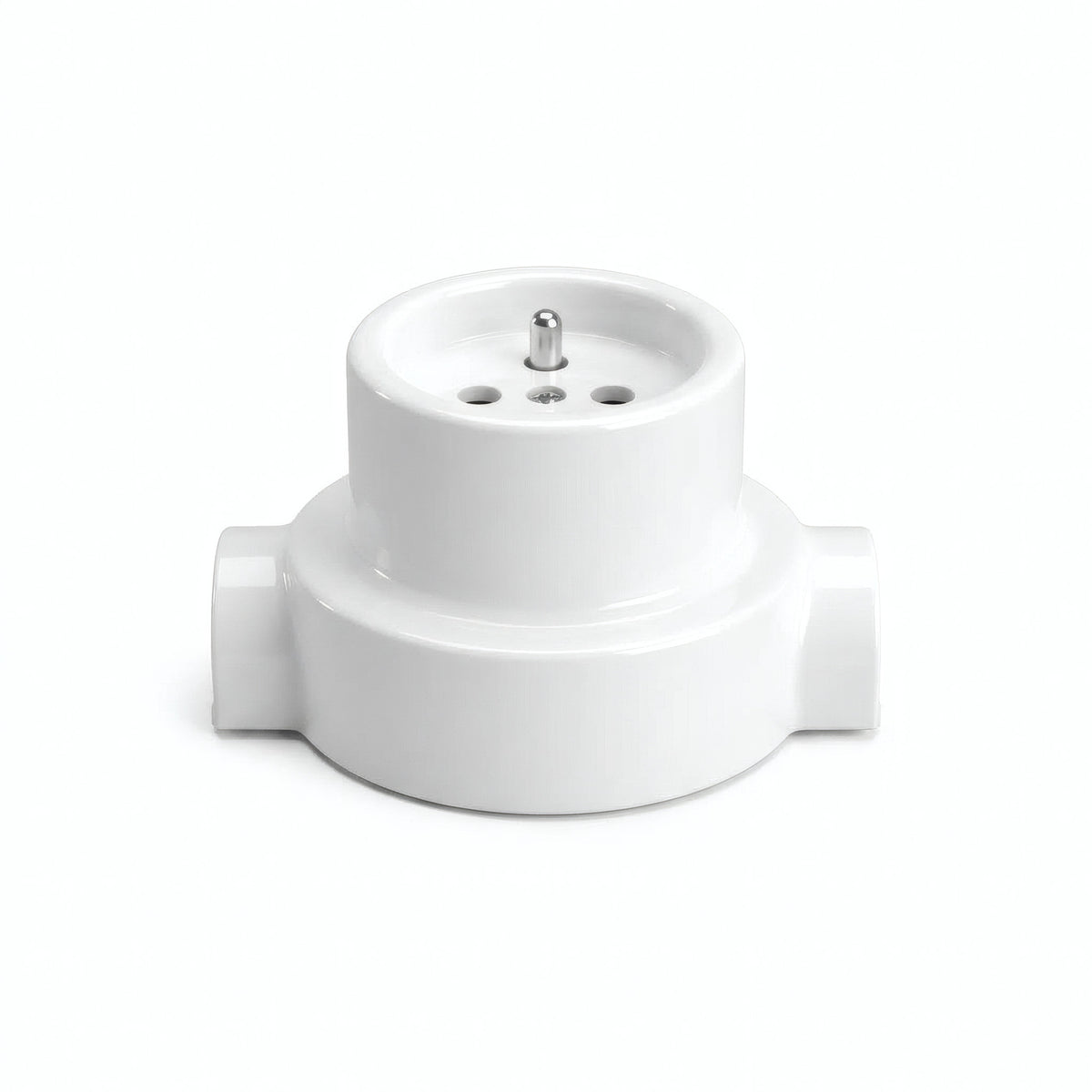 Kit tomada de parede e base em porcelana — Francesa 2P+T 16 A / Branco / 2 saídas em linha