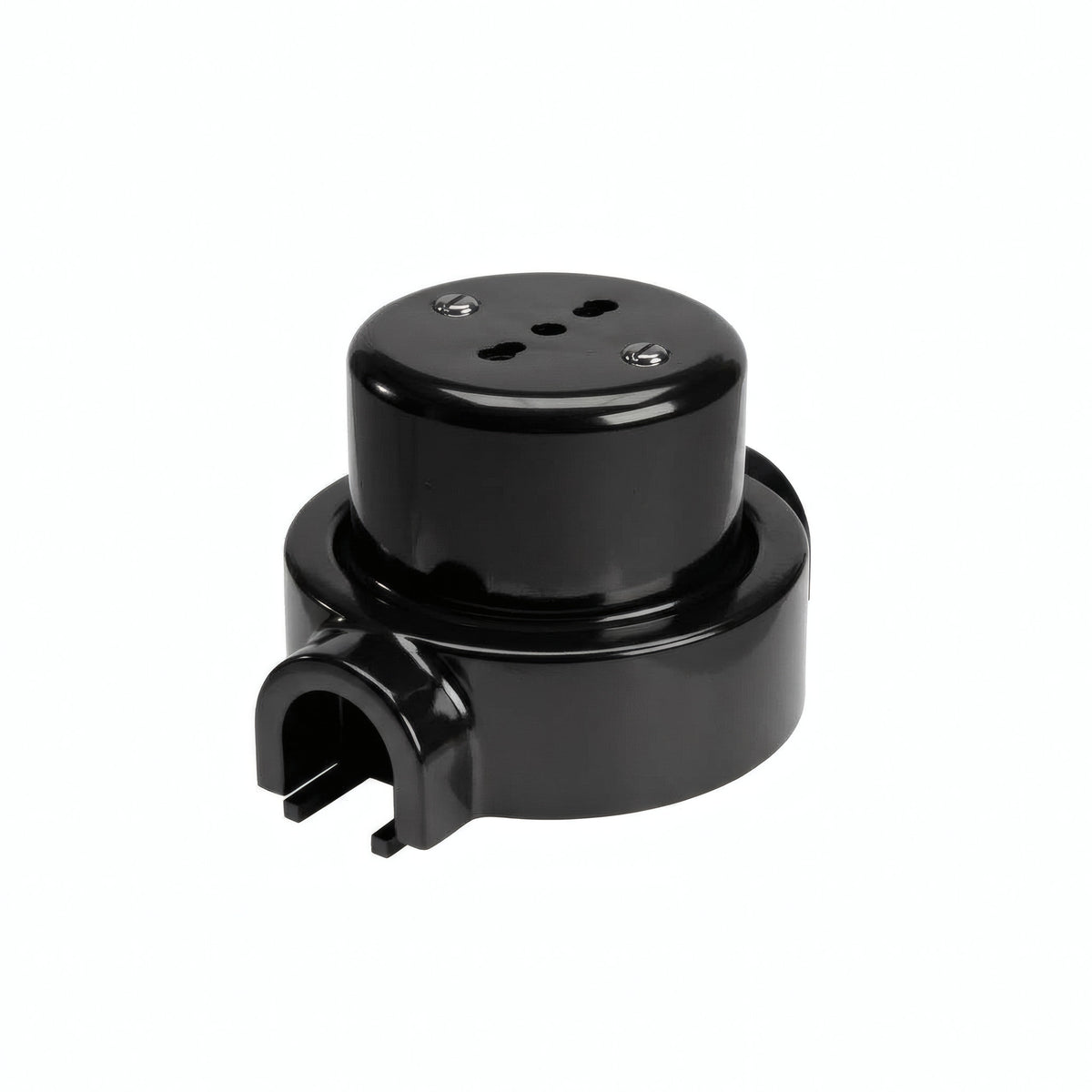 Kit tomada de parede e base em porcelana — Italiana 2P+T 10/16 A / Preto / 1 saída