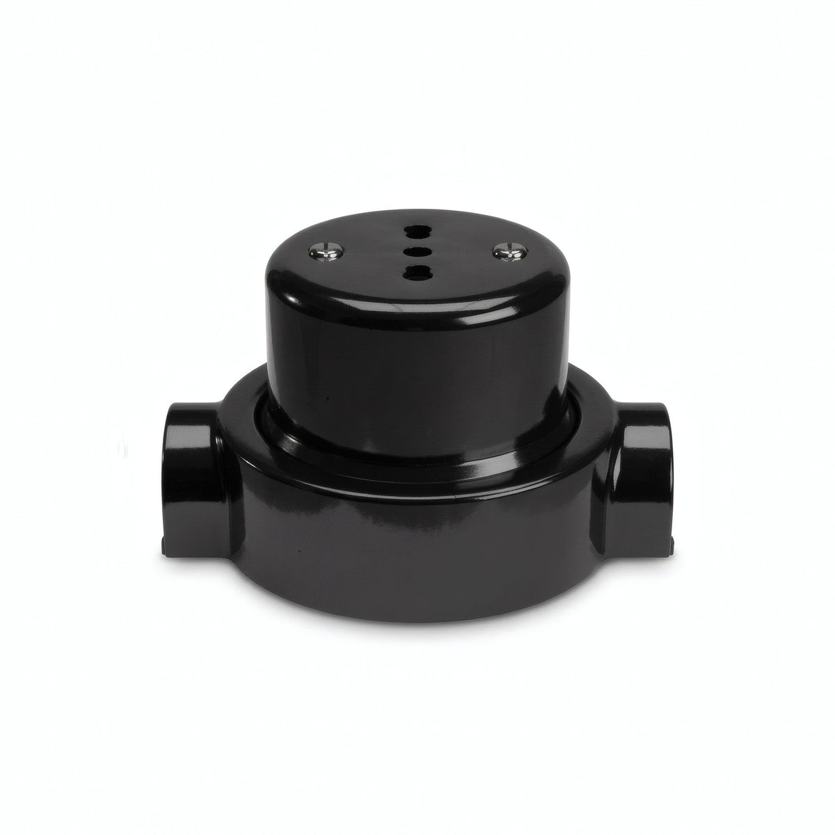 Kit tomada de parede e base em porcelana — Italiana 2P+T 10/16 A / Preto / 2 saídas em linha