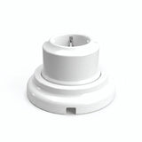Kit tomada de parede e base em porcelana — Schuko 2P+T 16 A / Branco / Plana Ø 100 mm
