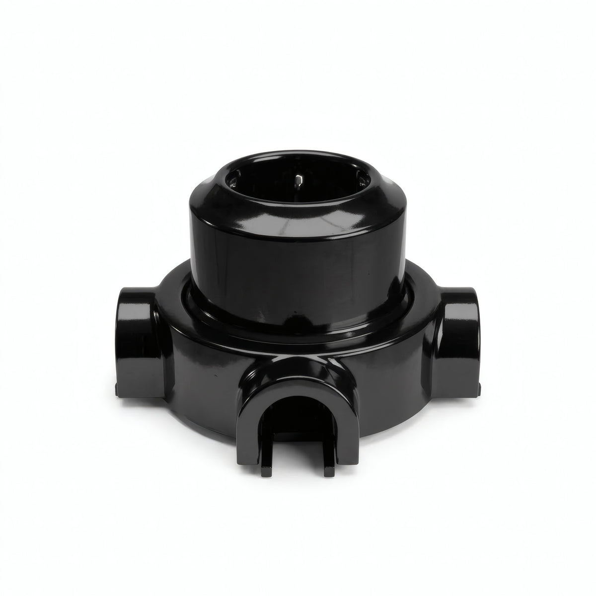 Kit tomada de parede e base em porcelana — Schuko 2P+T 16 A / Preto / 3 saídas