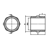 Desenho técnico cotado: niple igual M/M em latão (ref. 1280)