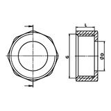 Desenho técnico cotado: porca para gola em latão (ref. 1612)