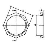 Desenho técnico cotado: contraporca em latão (ref. 1613)