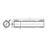 Desenho técnico cotado: tubo de espera M/M para contador de água em latão (ref. 2311)