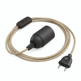 Candeeiro suspenso de cabo têxtil liso, juta natural, casquilho E27