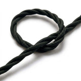 Pormenor do cabo têxtil entrançado preto
