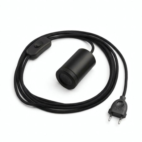 Mini foco GU10 com ficha, acabamento preto
