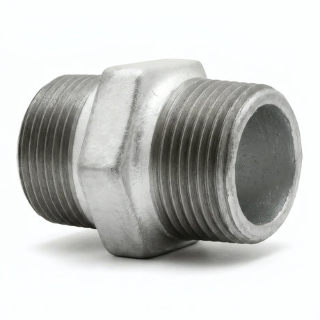 Niple igual - direita/esquerda - ferro fundido galvanizado - foto de produto sobre fundo branco 1
