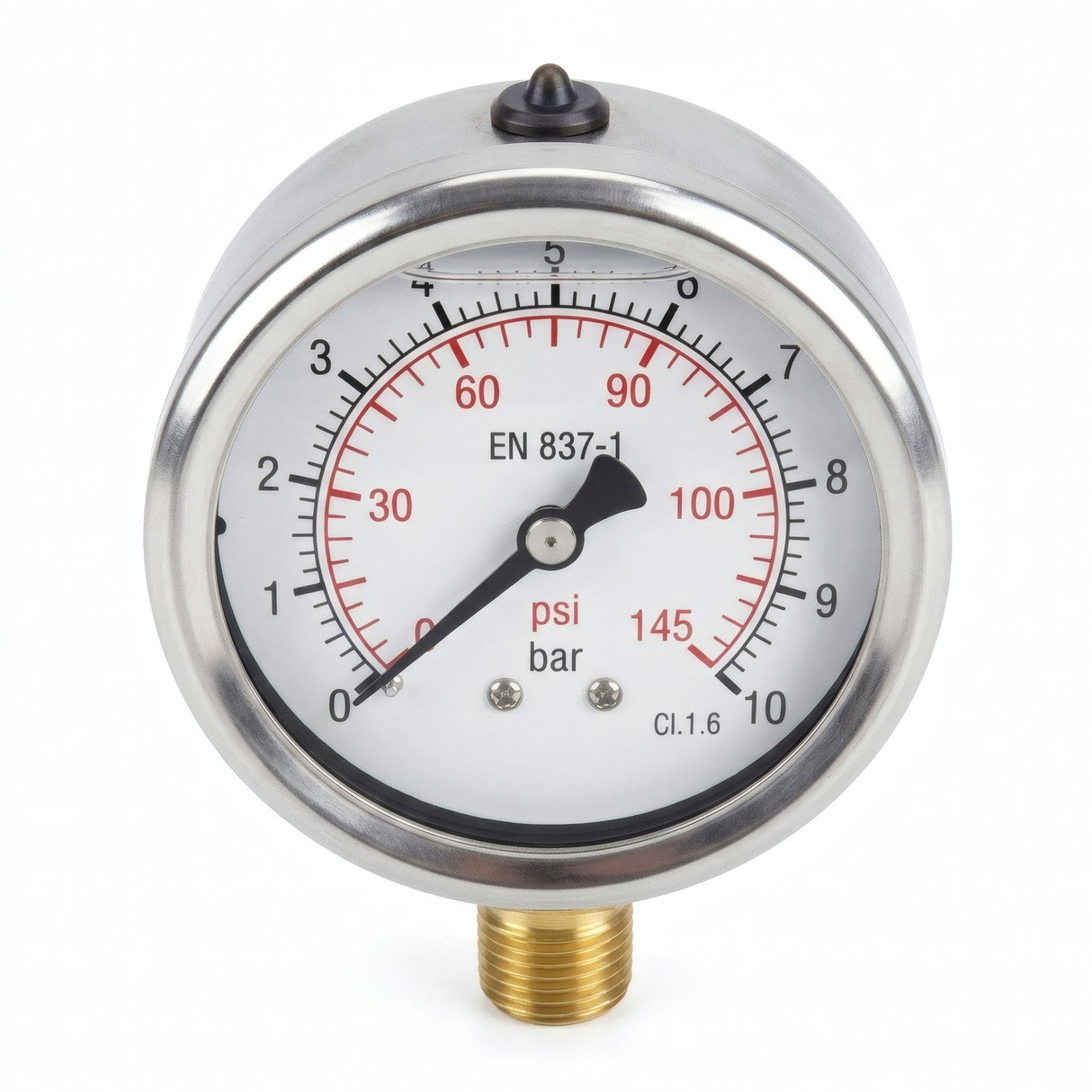Manomètre radial inox à bain de silicone - photo produit fond blanc 11