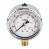 Manomètre radial inox à bain de silicone - photo produit fond blanc 11