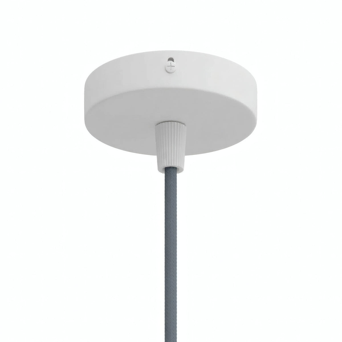 Mini florão cilíndrico em metal, Ø 83 mm — 1 furo central / Cónico em termoplástico / Branco mate