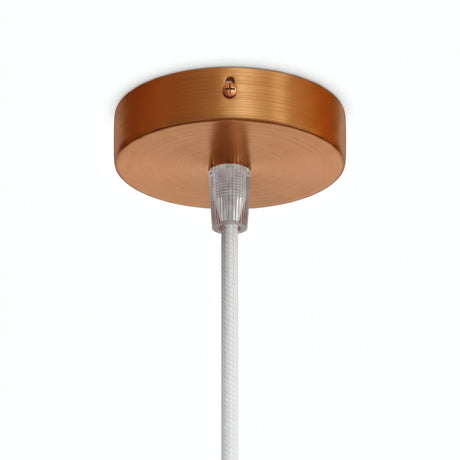 Mini florão cilíndrico em metal, Ø 83 mm — 1 furo central / Cónico em termoplástico / Cobre acetinado