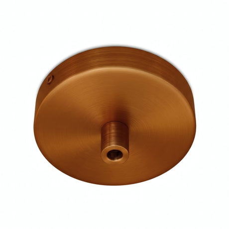 Mini florão cilíndrico em metal, Ø 83 mm — 1 furo central / Cilíndrico em metal / Cobre acetinado