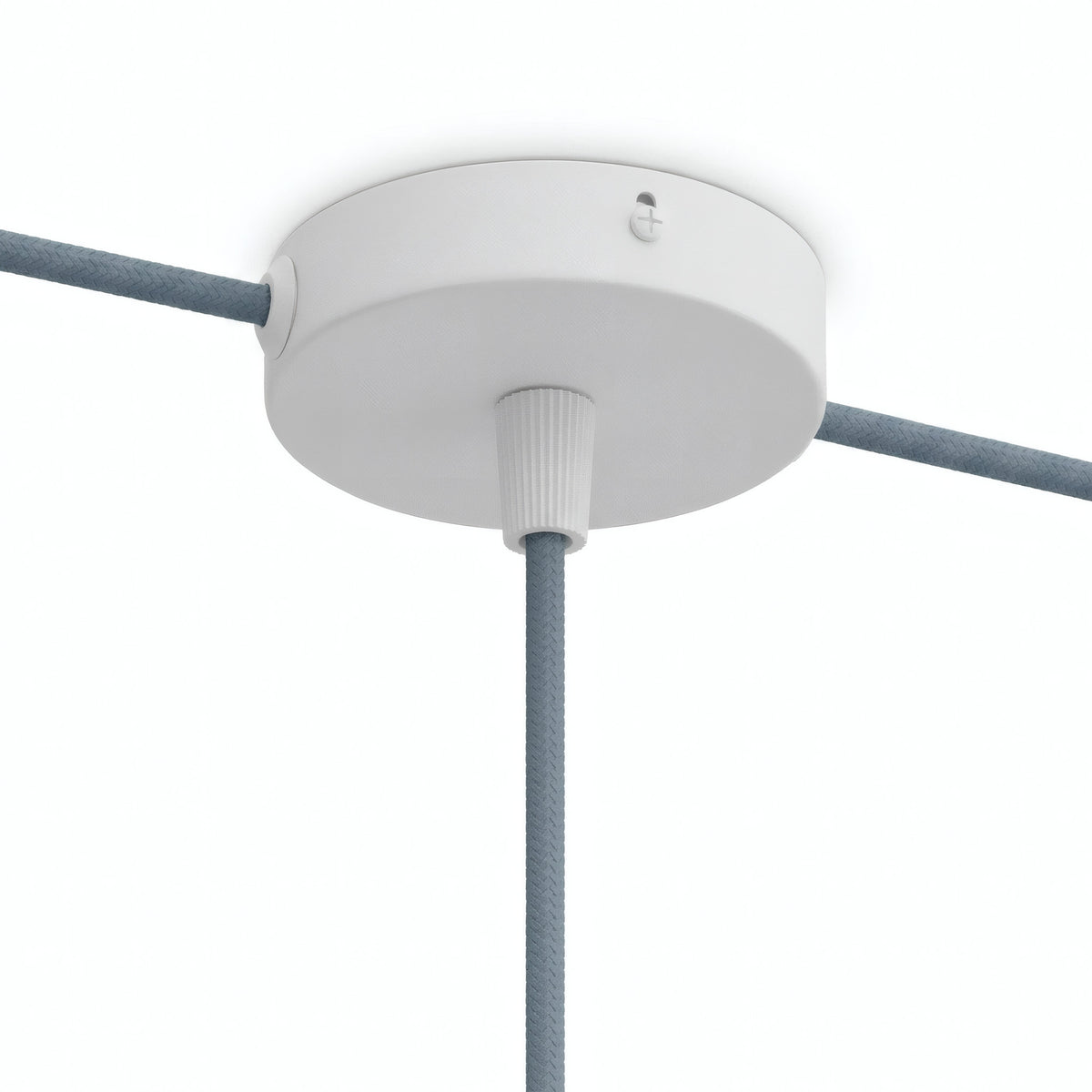 Mini florão cilíndrico em metal, Ø 83 mm — 1 furo central e 2 laterais / Cónico em termoplástico / Branco mate