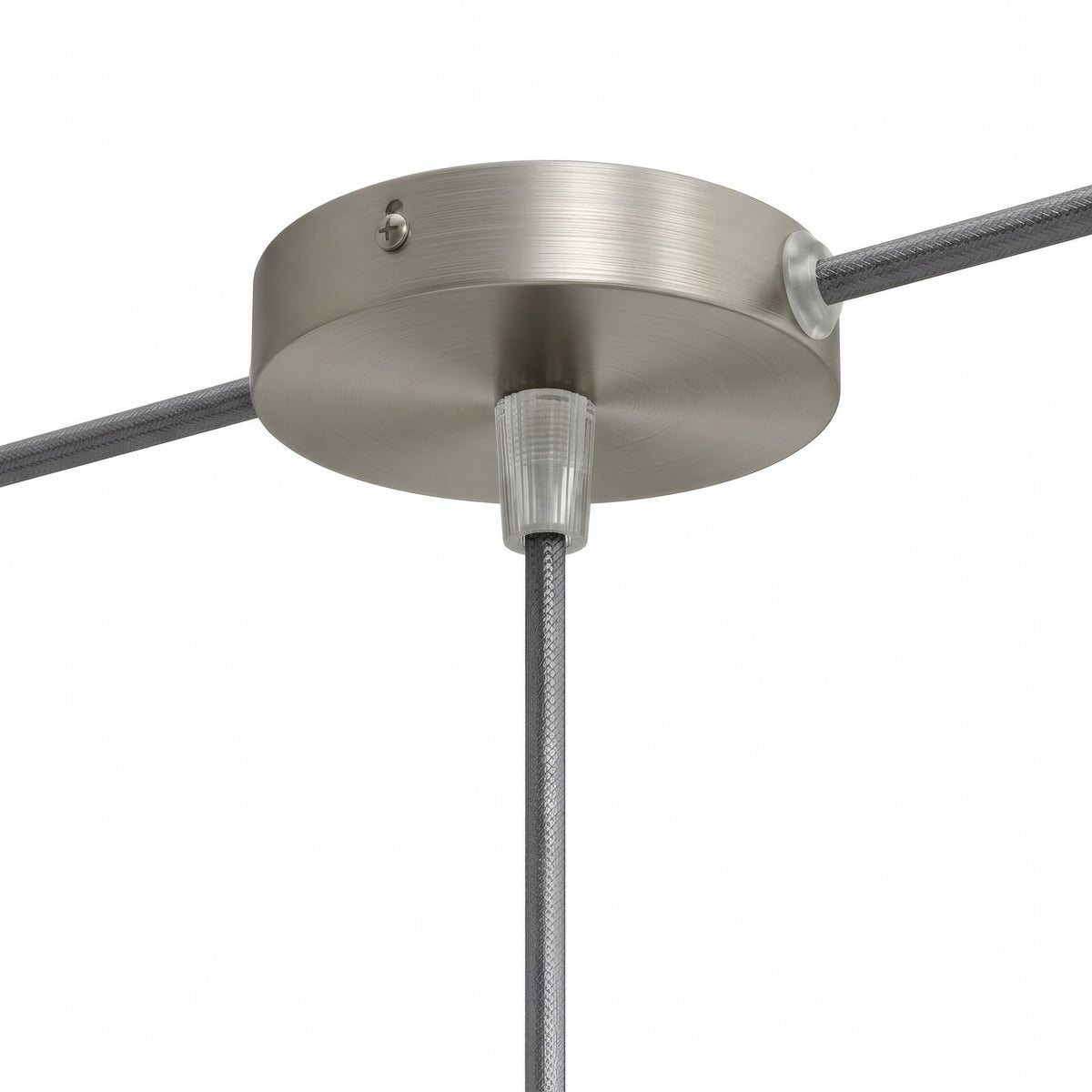 Mini florão cilíndrico em metal, Ø 83 mm — 1 furo central e 2 laterais / Cónico em termoplástico / Titânio acetinado