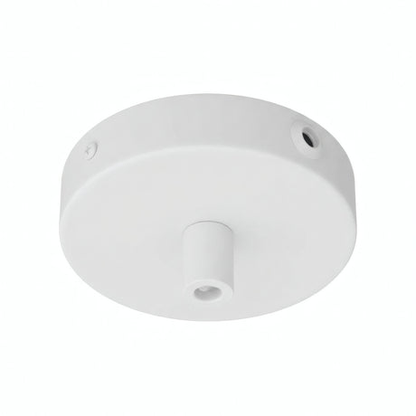 Mini florão cilíndrico em metal, Ø 83 mm — 1 furo central e 2 laterais / Cilíndrico em metal / Branco mate
