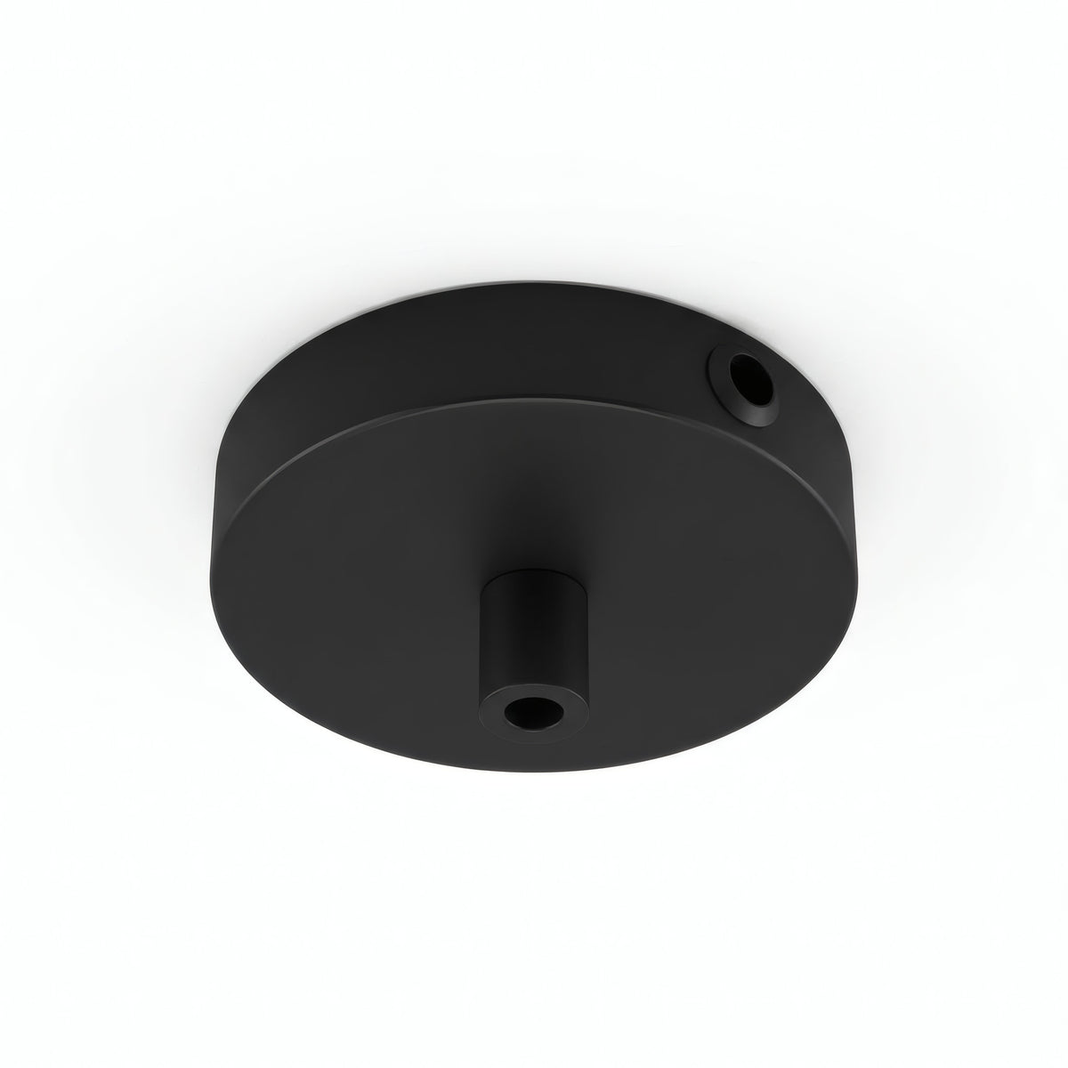 Mini florão cilíndrico em metal, Ø 83 mm — 1 furo central e 2 laterais / Cilíndrico em metal / Preto