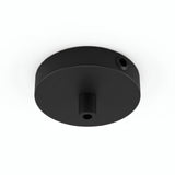 Mini florão cilíndrico em metal, Ø 83 mm — 1 furo central e 2 laterais / Cilíndrico em metal / Preto