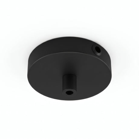 Mini florão cilíndrico em metal, Ø 83 mm — 1 furo central e 2 laterais / Cilíndrico em metal / Preto
