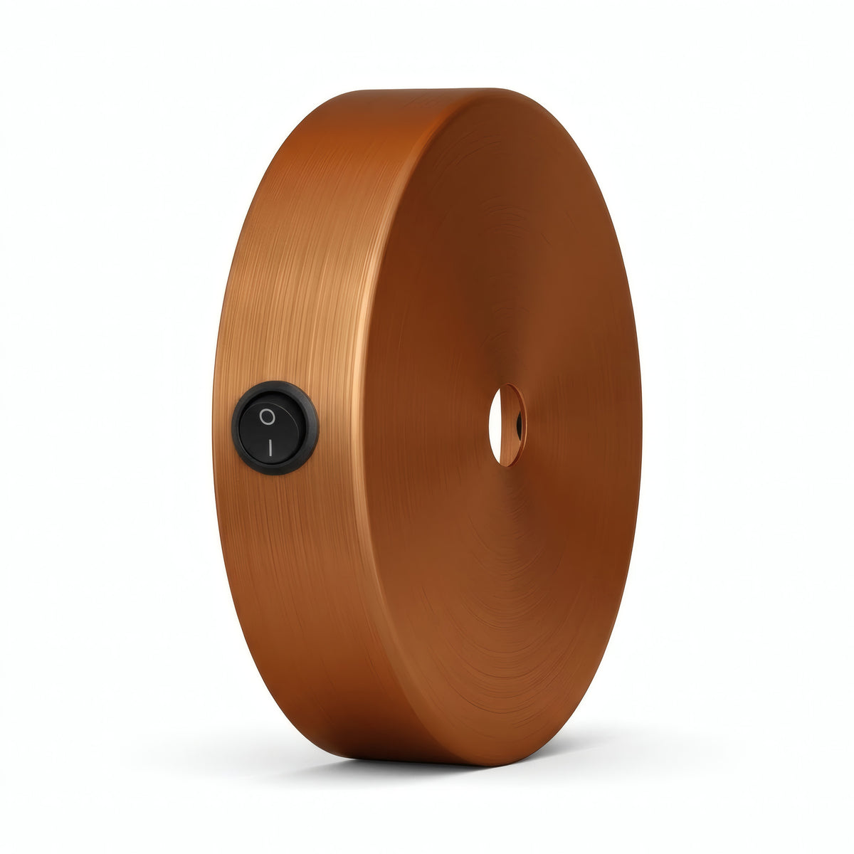 Mini florão cilíndrico em metal com interruptor, Ø 83 mm — Cobre acetinado