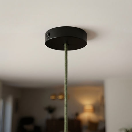 Mini florão cilíndrico em metal com interruptor, Ø 83 mm — Preto