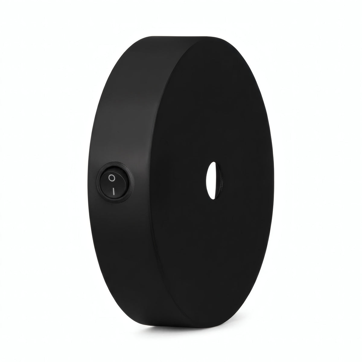 Mini florão cilíndrico em metal com interruptor, Ø 83 mm — Preto