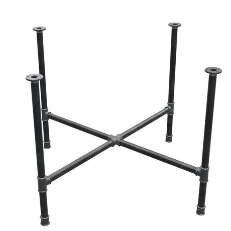 Base de mesa de jantar, pés em cruz, ferro fundido e aço Ø 34 mm, 116 × 116 cm, altura 75 cm