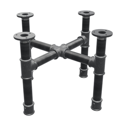 Base de mesa de centro, pés em cruz, ferro fundido e aço Ø 34 mm, 46 × 46 cm, altura 32 cm