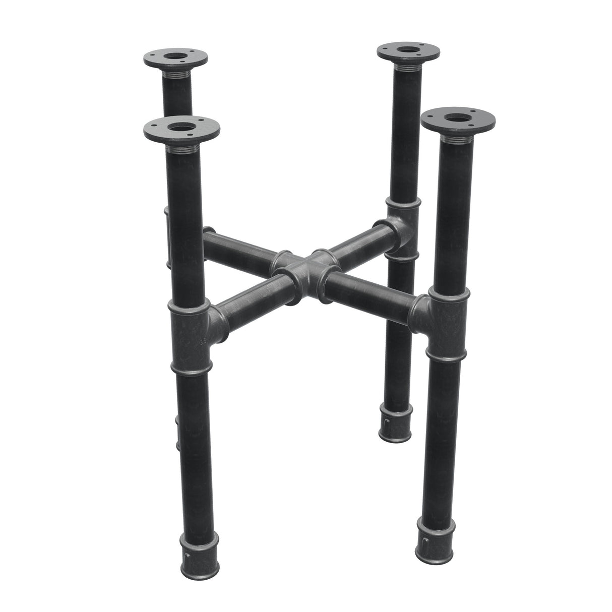 Base de mesa de centro, pés em cruz, ferro fundido e aço Ø 34 mm, 46 × 46 cm, altura 52 cm