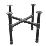 Base de mesa de centro, pés em cruz, ferro fundido e aço Ø 34 mm, 56 × 56 cm, altura 42 cm