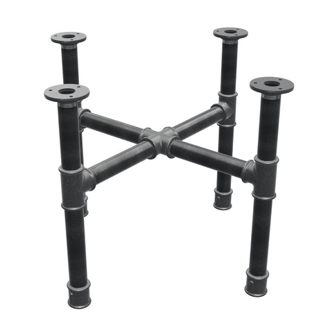 Base de mesa de centro, pés em cruz, ferro fundido e aço Ø 34 mm, 56 × 56 cm, altura 42 cm
